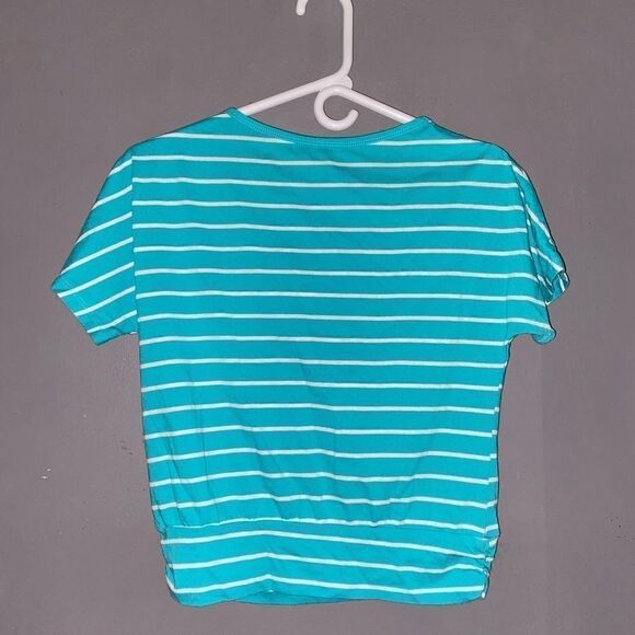 Sequined Butterfly Blue and White Striped Shirt - Picture 2 of 3